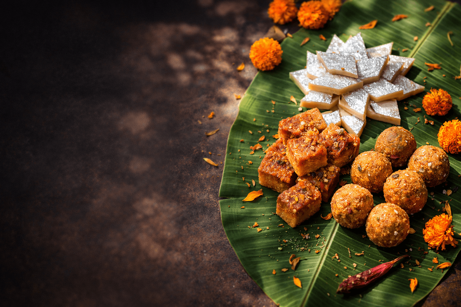 Traditional Indian sweets platter